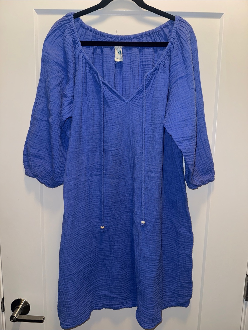 Anthropologie Mermaid Gauze Cobalt Blue 100& Cotton Textured Midi Dress. M. EUC!